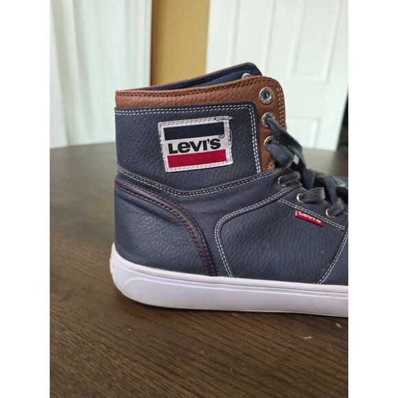 Levi's Shoes Mens Size 11 High Top Blue Casual Sneakers Leather Patch - Picture 3 of 16